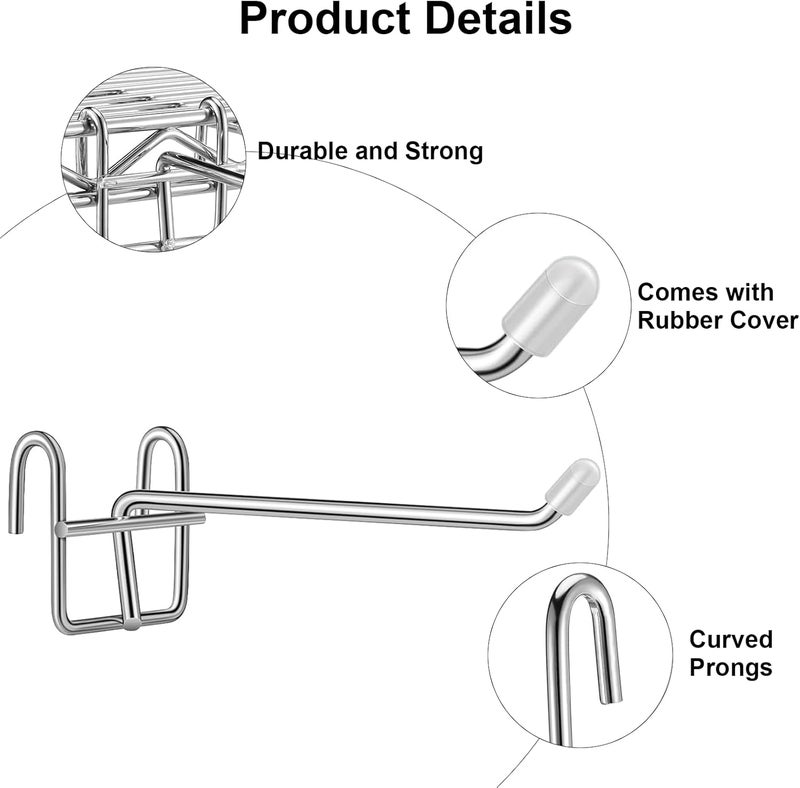 MVPower Hooks for Wire Shelving, Multi-Purpose Durable Hanging Wire Shelving Hooks with Rubber Cover for Wall Grid Panels (6 Pack) - Image 4
